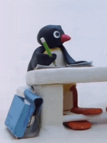 Pingu Tapping Forehead GIF - Pingu Tapping Forehead Are You Crazy GIFs