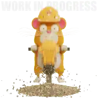 a hamster wearing a hard hat is using a grinder to work in progress
