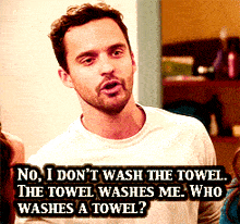 Nick Miller Towel GIF - Nick Miller Towel Wash GIFs