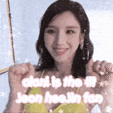 alani is the # 1 jeon hee jin fan in pink letters