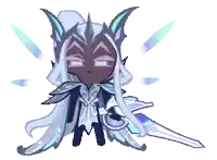 a cartoon character with a sword and long white hair