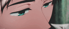 a man with blue eyes is looking at a woman with red hair ..