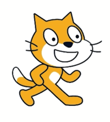 a cartoon cat with a big smile on its face is running