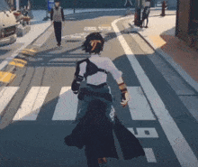 a person in a video game is walking across a street with a sign that says no standing
