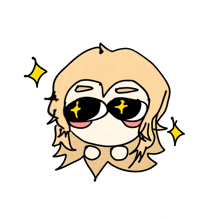 a drawing of a person wearing sunglasses with a yellow star in their eyes