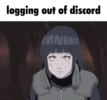 a picture of a girl with the words logging out of discord below her