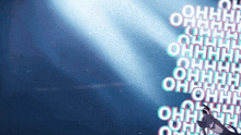 a blue background with white letters that say oh on it
