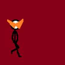 a pixel art of a stick figure holding a sword