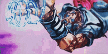 a drawing of a person with a purple background and the word jojo on it