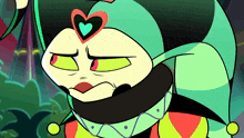 a cartoon character with a heart on his hat
