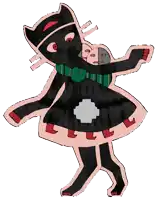 a drawing of a black cat with a green tie