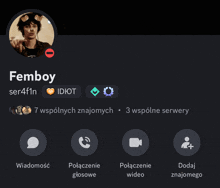 a screenshot of a person 's profile with the name femboy at the top