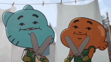 The Amazing World Of Gumball Gumball And Darwin GIF - The Amazing World Of Gumball Gumball And Darwin Scissors GIFs
