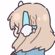 a cartoon drawing of a girl with a bow in her hair and a backpack .