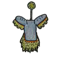 a drawing of a bird with wings and a flower on top