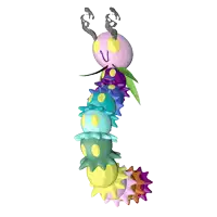 a colorful caterpillar with a green leaf on its back