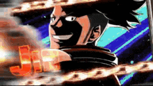 a cartoon of a man with a sword and the word jrr behind him .