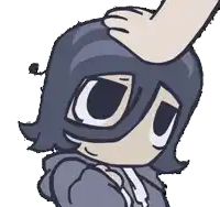 a cartoon character with a mask on has a hand on his forehead