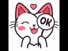 a cartoon cat is holding an ok sign over its eyes