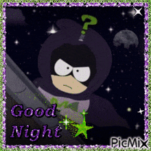 a picture of a cartoon character with a question mark on his head says good night