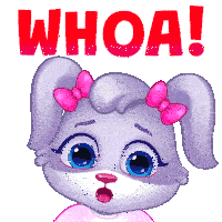 a cartoon bunny with a surprised look on her face and the words whoa behind her