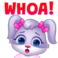 a cartoon bunny with a surprised look on her face and the words whoa behind her