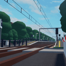 a computer generated image of a train station with a sign that says ' nsf ' on it