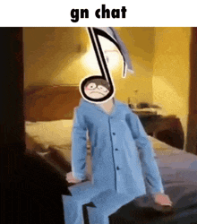 a cartoon of a person with a musical note on their head and the words gn chat above them