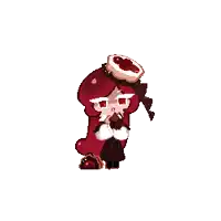 a pixel art of a girl with a cookie on her head