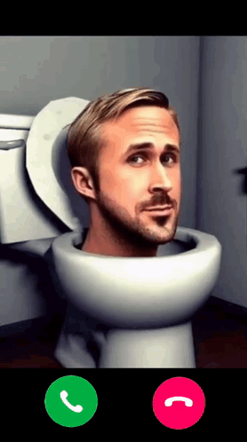 a man 's head is in a toilet bowl with a call button