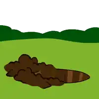 a cartoon drawing of a tree trunk with a pile of dirt around it
