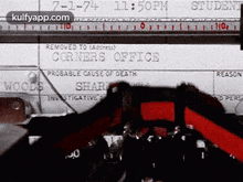 a close up of a piece of paper that says corners office on it .