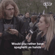 Special Hands Interview GIF - Special Hands Interview Would You Rather Have Spaghetti As Hands GIFs