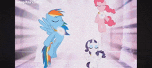 a group of ponies including twilight sparkle rainbow dash pinkie pie and fluttershy