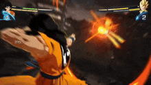 a video game is being played with a character named goku