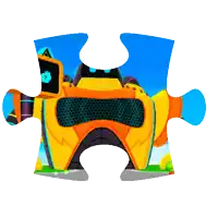 a puzzle piece has a picture of a yellow robot on it