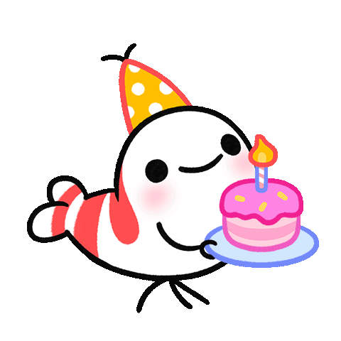 Happy Birthday Shy Shrimp Sticker - Happy Birthday Shy Shrimp Pikaole Stickers