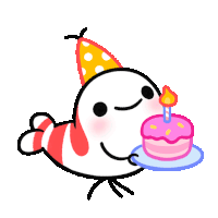 Happy Birthday Shy Shrimp Sticker