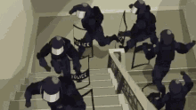 Police Riot Stairs GIF