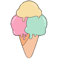a colorful ice cream cone with three scoops of ice cream