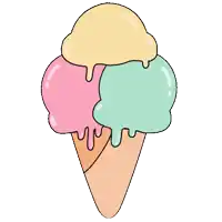 a colorful ice cream cone with three scoops of ice cream