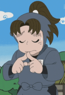 a cartoon character is making a funny face with his fingers crossed