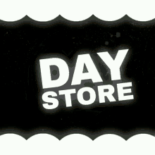 a day store logo with a colorful circle in the background