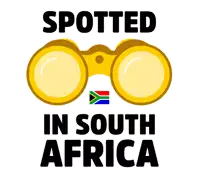 a poster that says spotted in south africa with binoculars