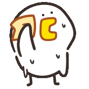a cartoon duck is holding a piece of bread in its mouth .