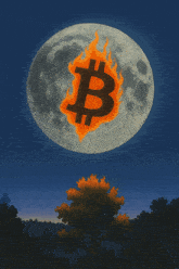 a painting of a full moon with the letter b on it