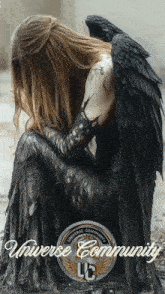 a picture of a woman with wings and the words universe community