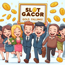 a group of people holding up a sign that says slot gacor