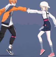 a boy and a girl are dancing and the girl is wearing a shirt that says ' tokyo ' on it