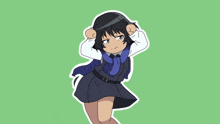 a cartoon of a girl with a blue scarf on her neck
